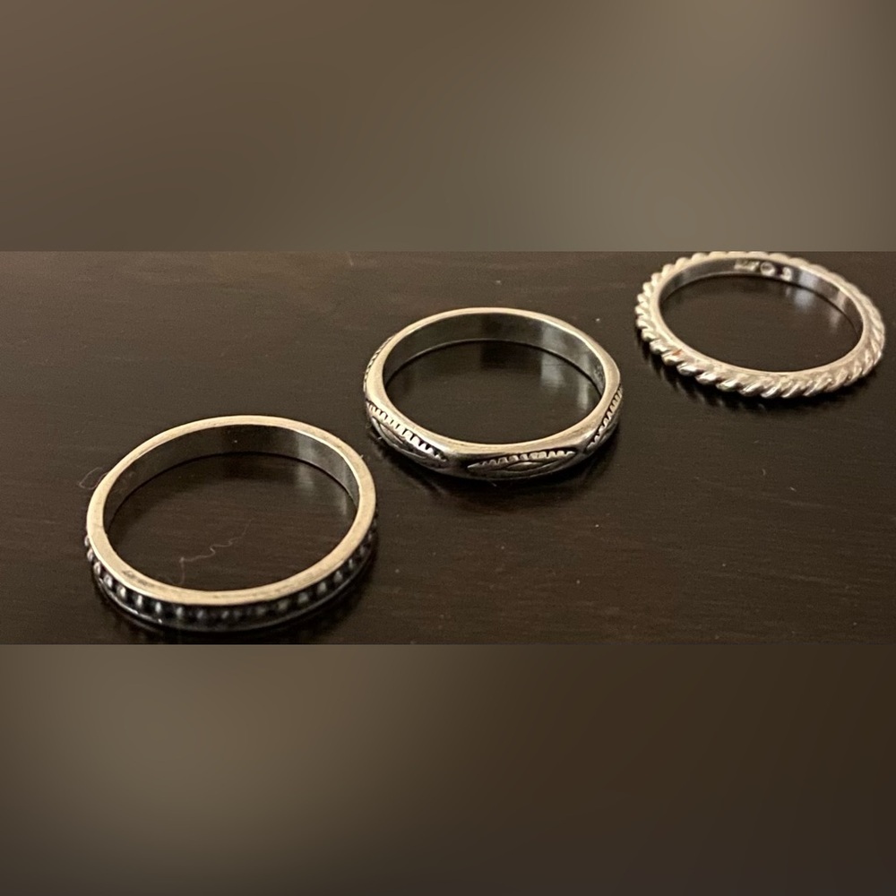 925 Sterling Silver Stackable Ring Set | Size 7–7.25 Bands | Minimalist Jewelry - Picture 3 of 9
